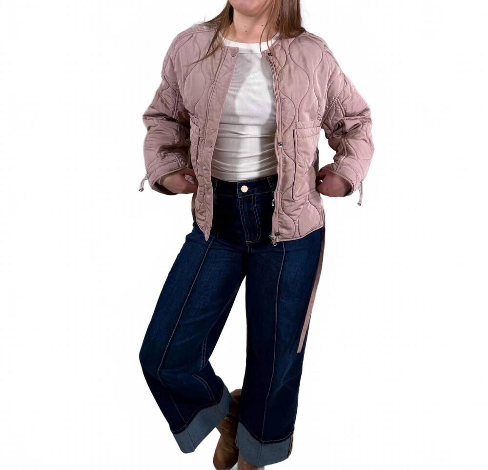 NEW MOD REF quilted jacket with adjustable cords in mauve